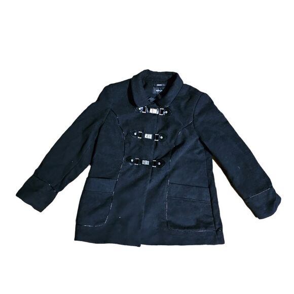 Women's STYLE & CO Buckle Pea Coat Petitle Large - Picture 1 of 5